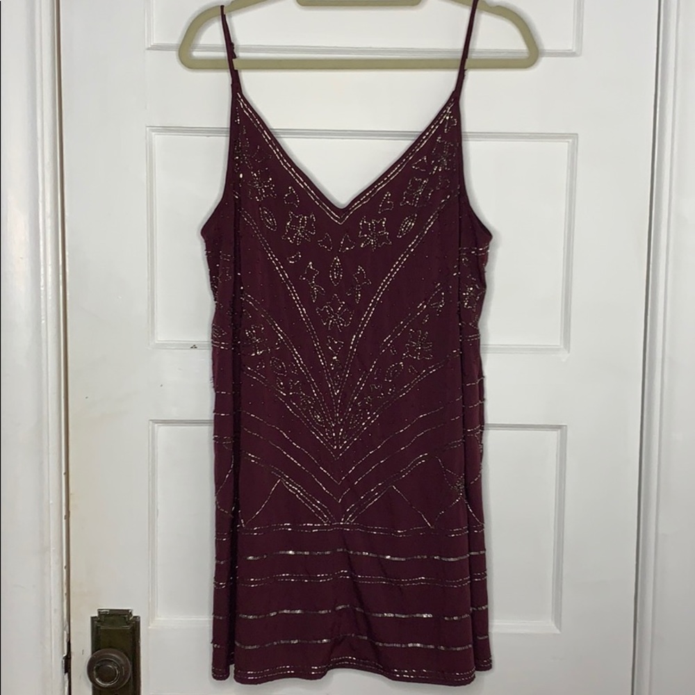 Purple Beaded Free People Shift Tank Dress